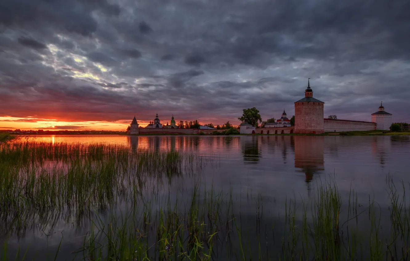Photo wallpaper landscape, sunset, nature, the evening, Maxim Evdokimov, Kirillo-Belozersky monastery, Siverskoye Lake