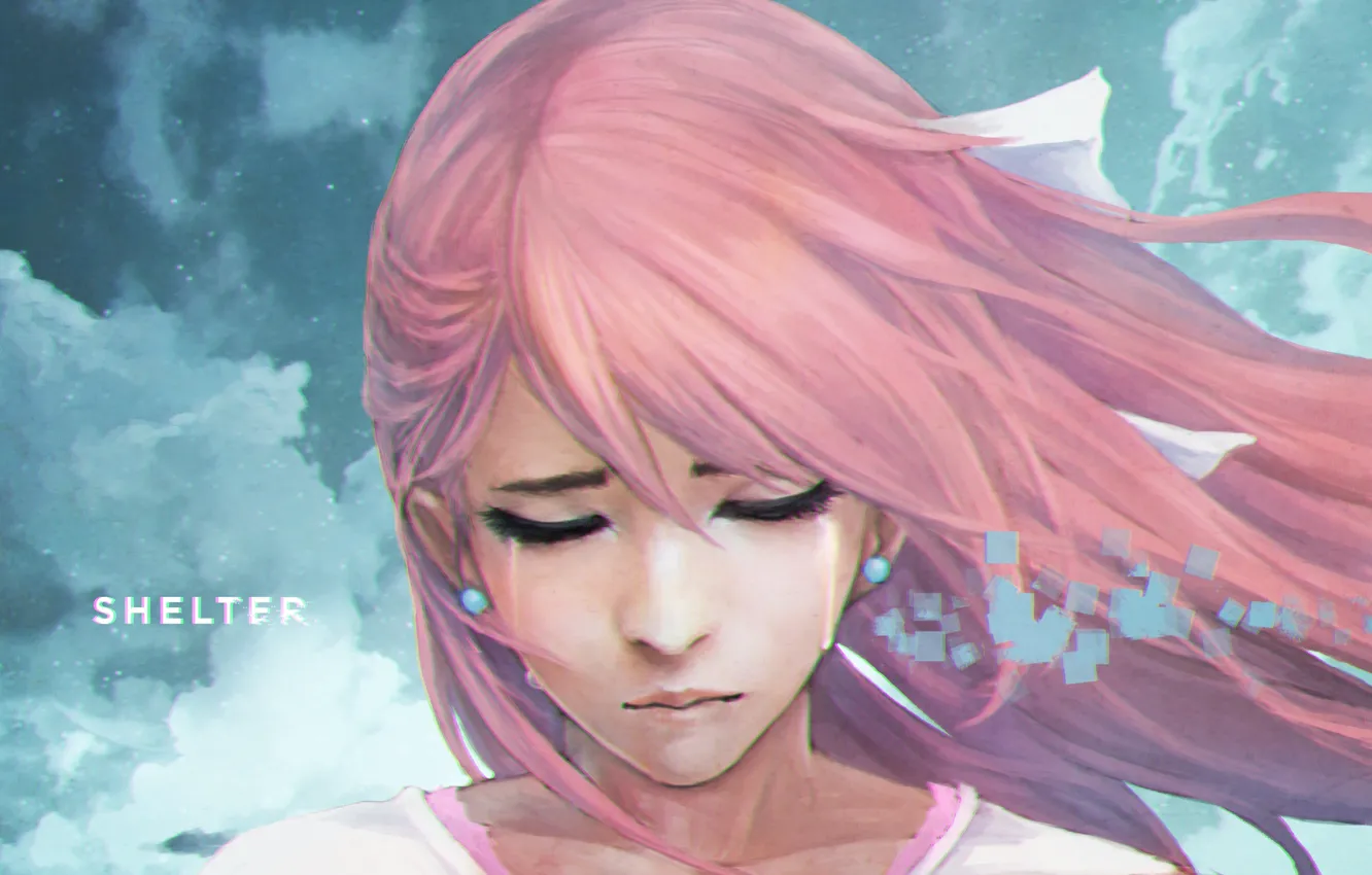 Photo wallpaper girl, face, anime, tears, crying, Shelter