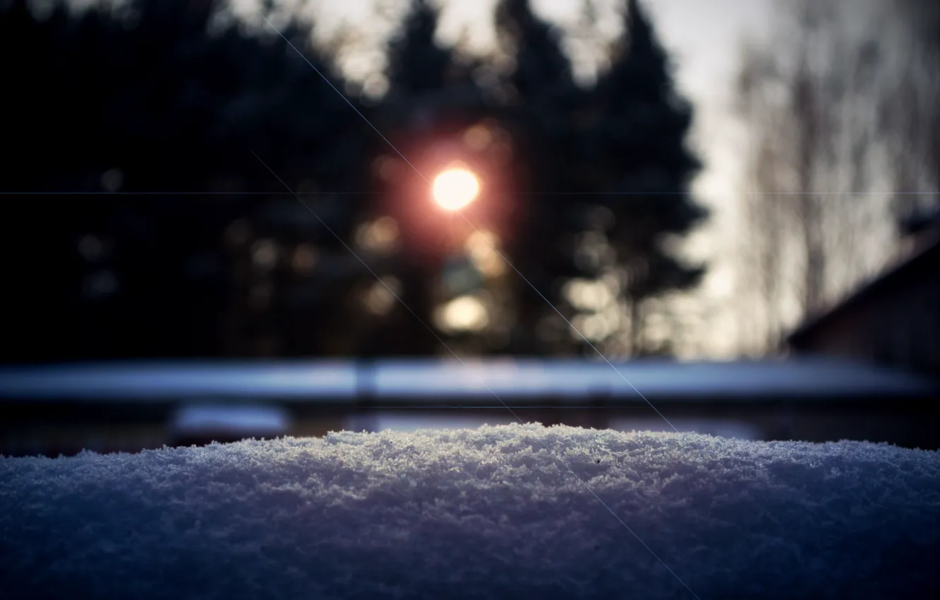Photo wallpaper winter, the sun, glare, Snow