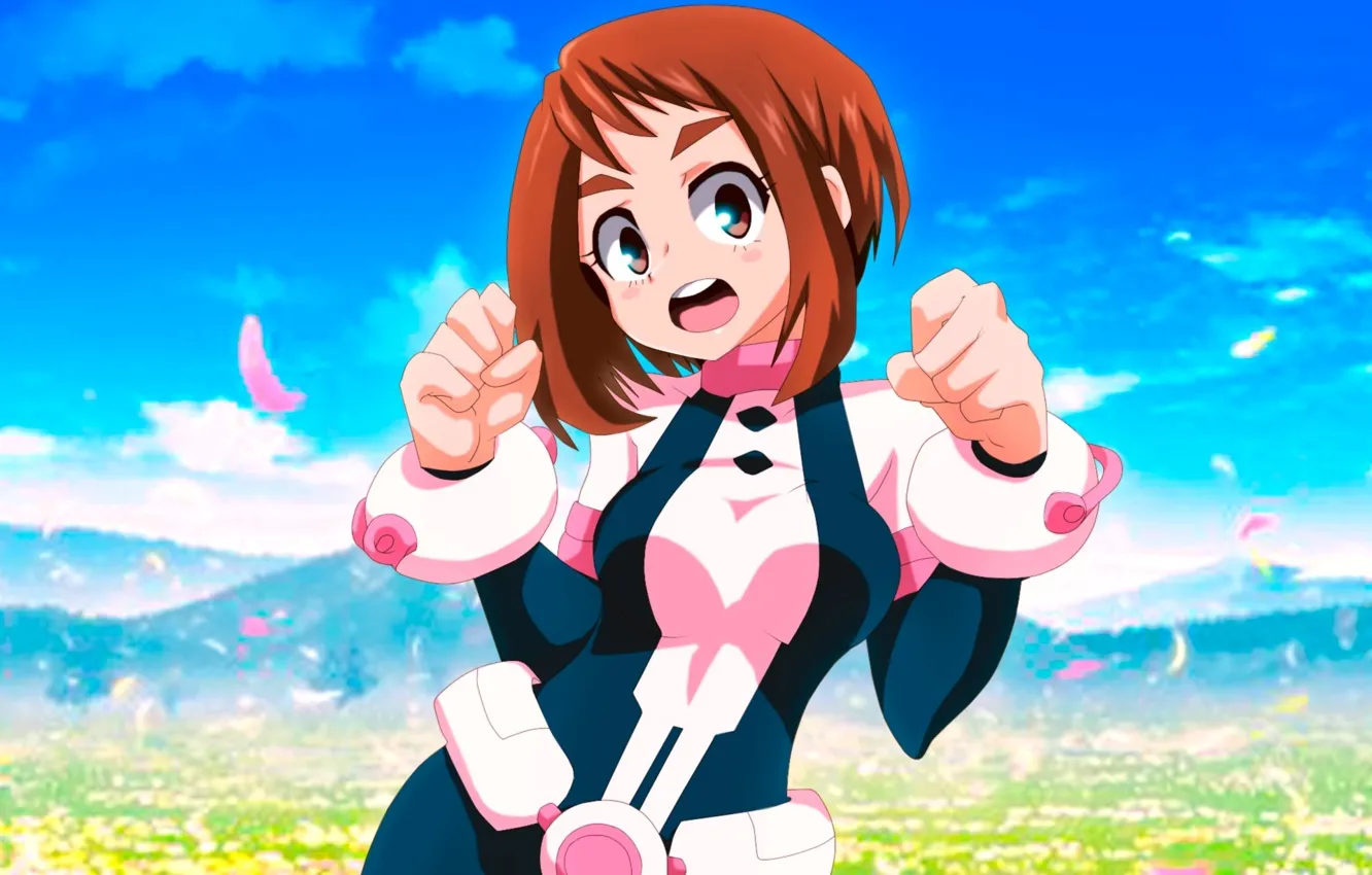 Photo wallpaper anime, hero, manga, japanese, seifuku, Boku no Hero Academy, by gevdano, Uraraka Ochako