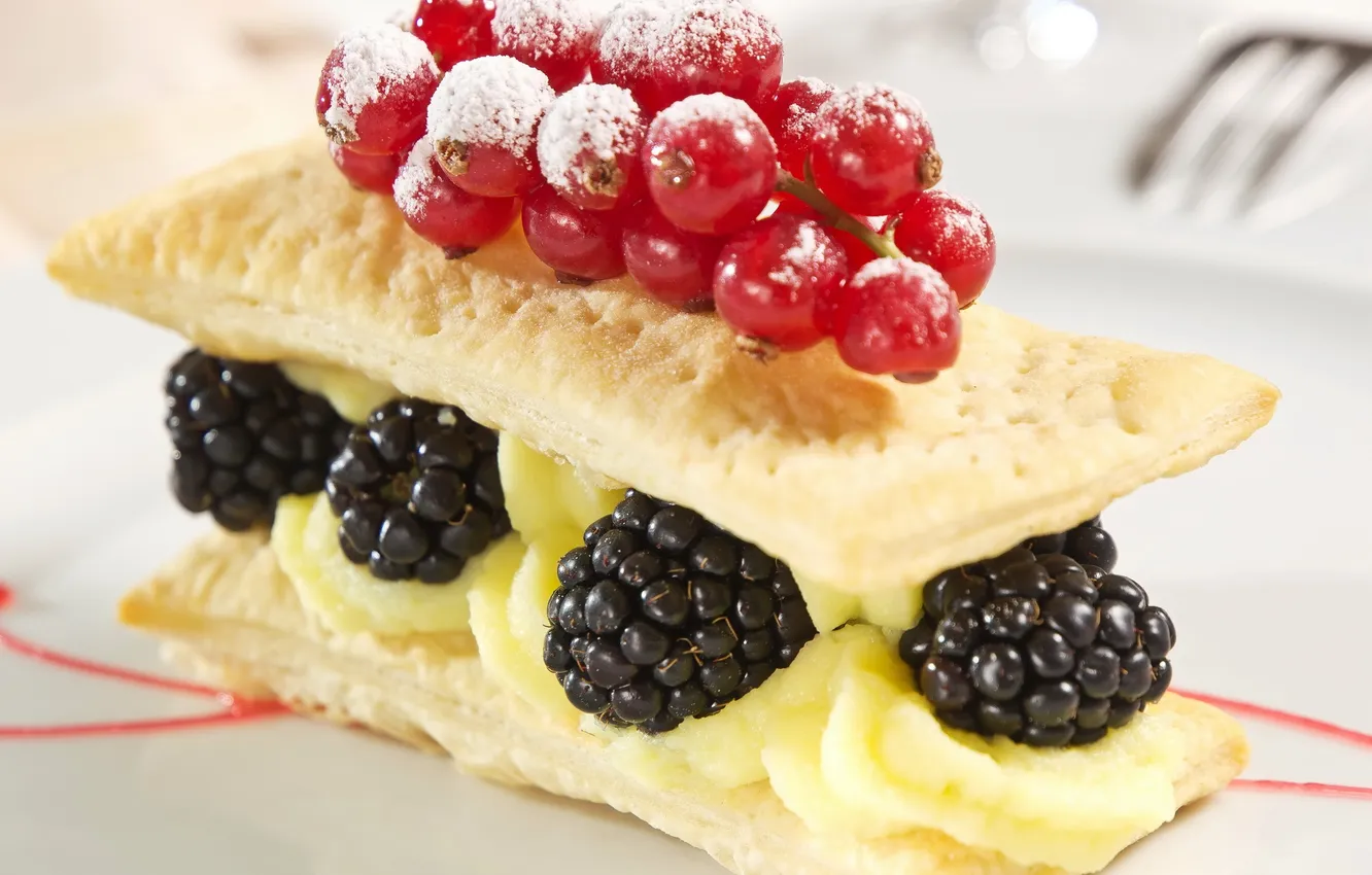Photo wallpaper food, sweets, cake, cake, currants, BlackBerry