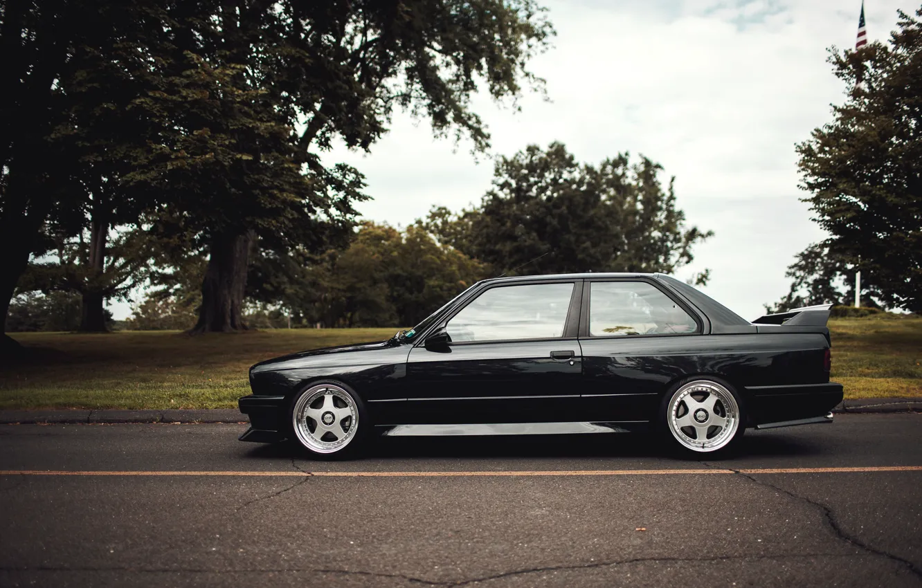 Photo wallpaper black, tuning, BMW, BMW, profile, black, tuning, E30