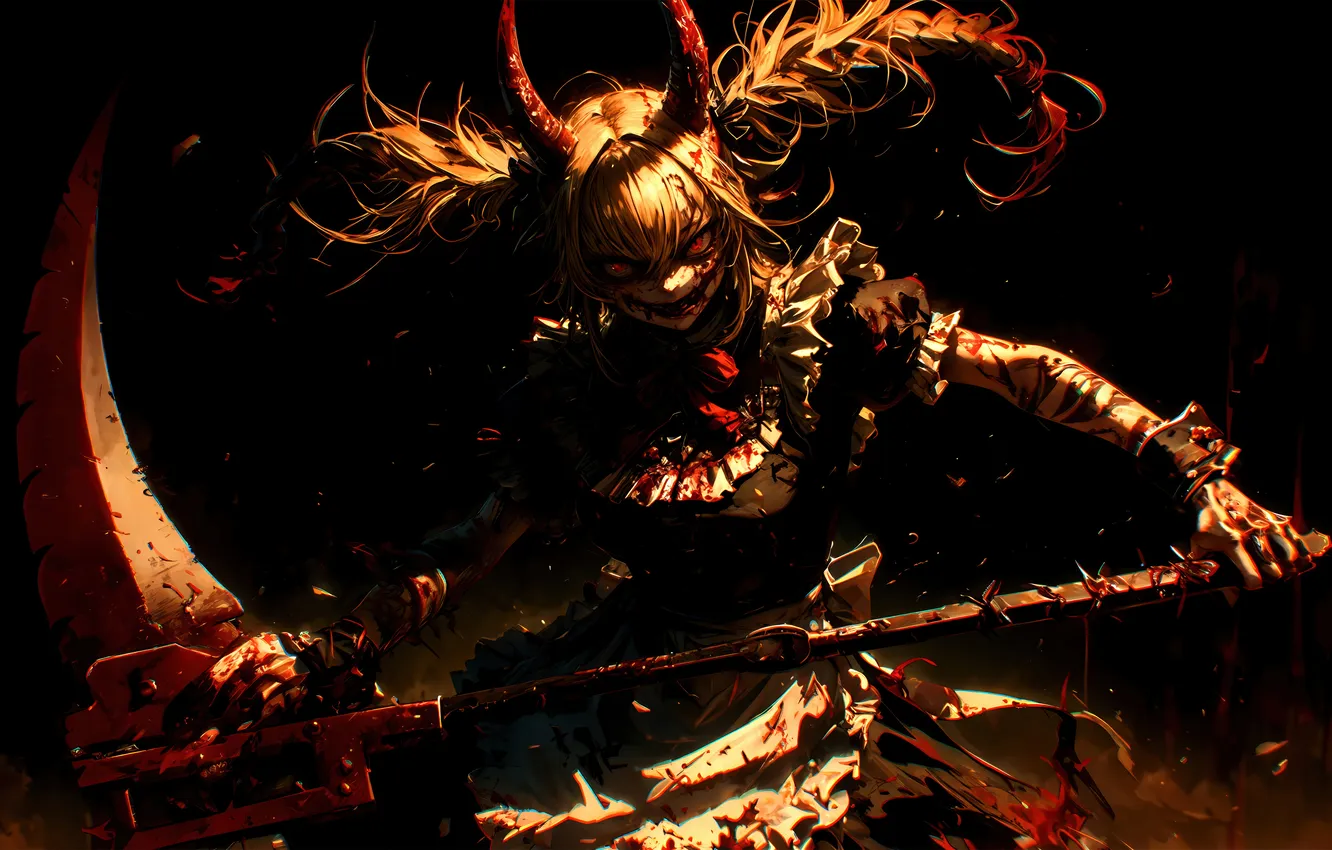 Photo wallpaper demon, girl, blood, game, Mad, anime, blonde, assassin