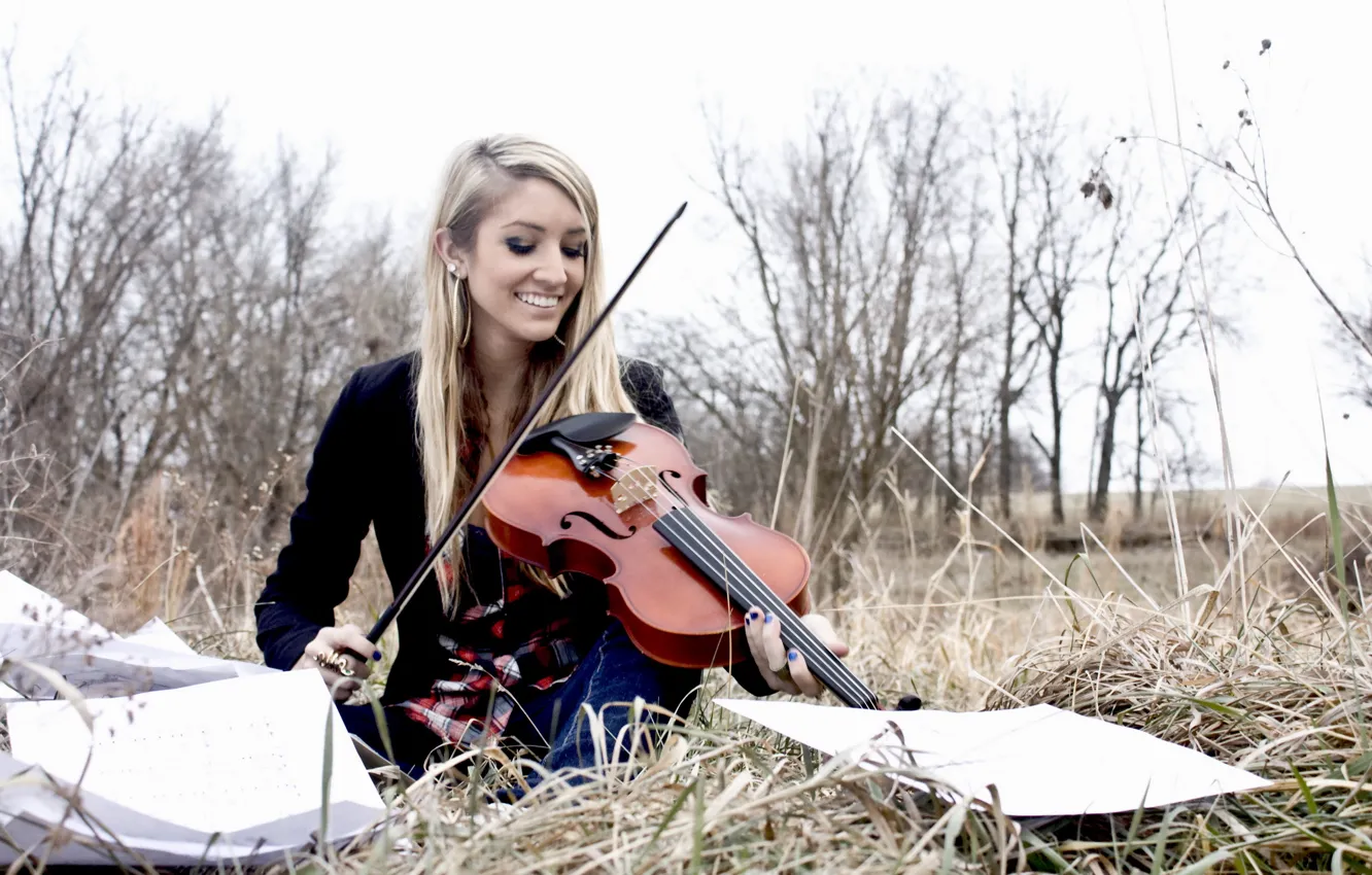 Photo wallpaper girl, music, violin