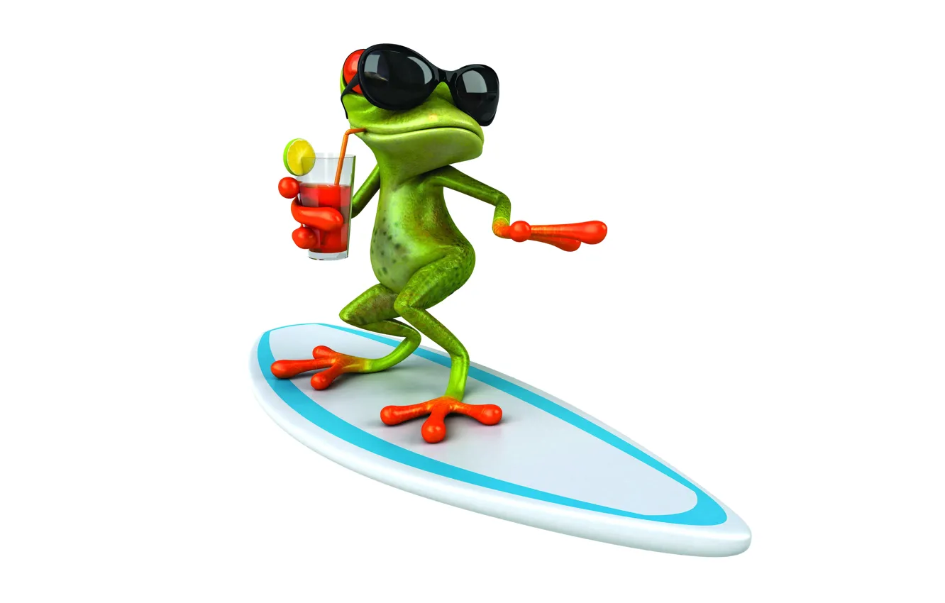 Photo wallpaper frog, frog, surf, funny, glasses