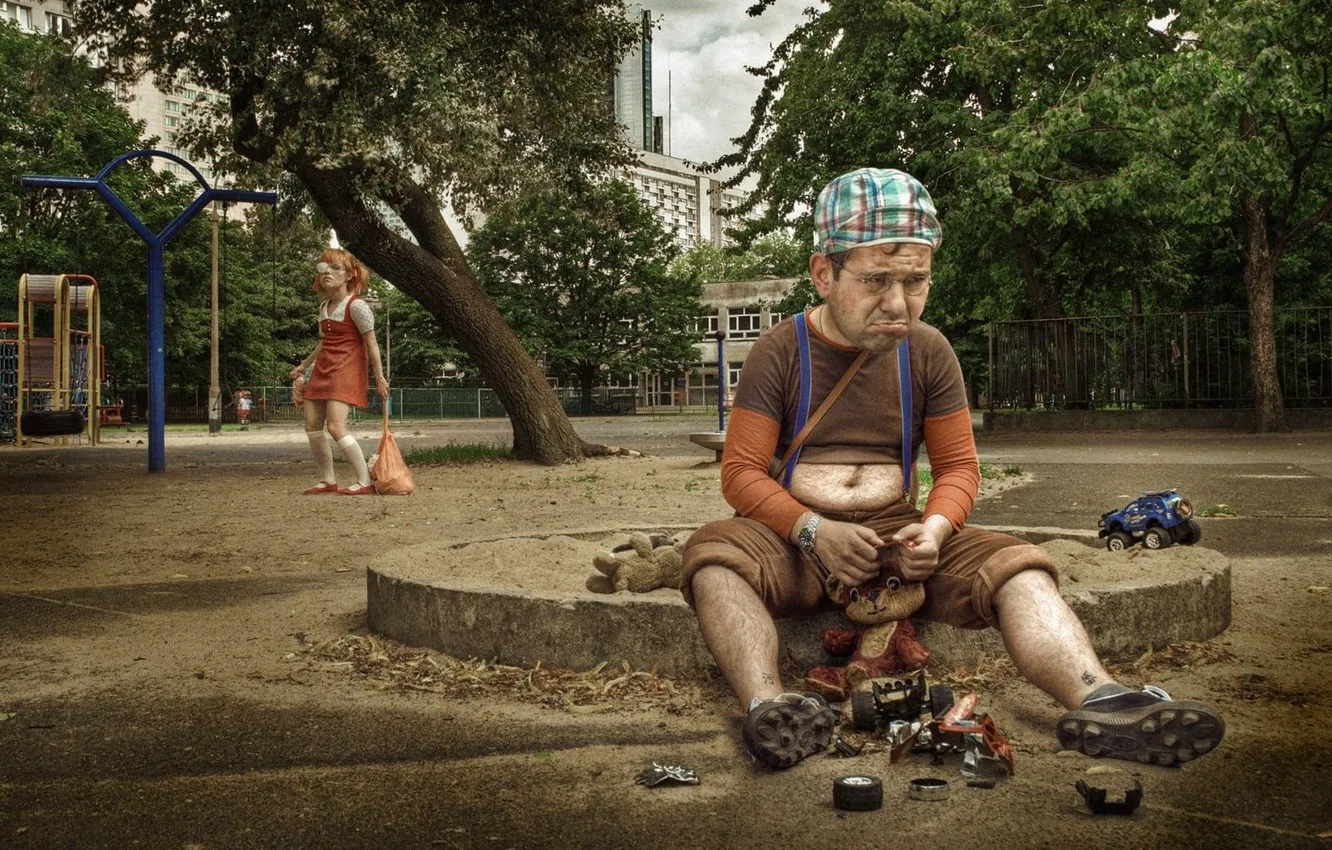 Photo wallpaper childhood, marcin cecko, sandbox