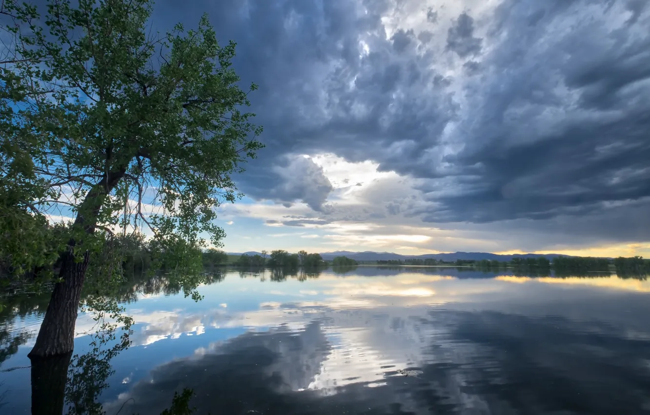 Photo wallpaper the sky, lake, reflection