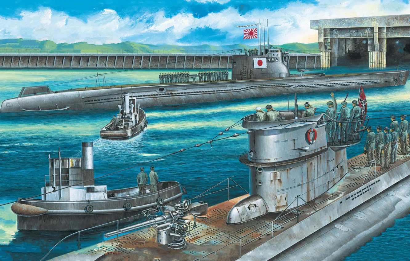 Photo wallpaper Submarine, Germany, Japan, U-Boot, Navy, Type C3, Imperial japanese navy