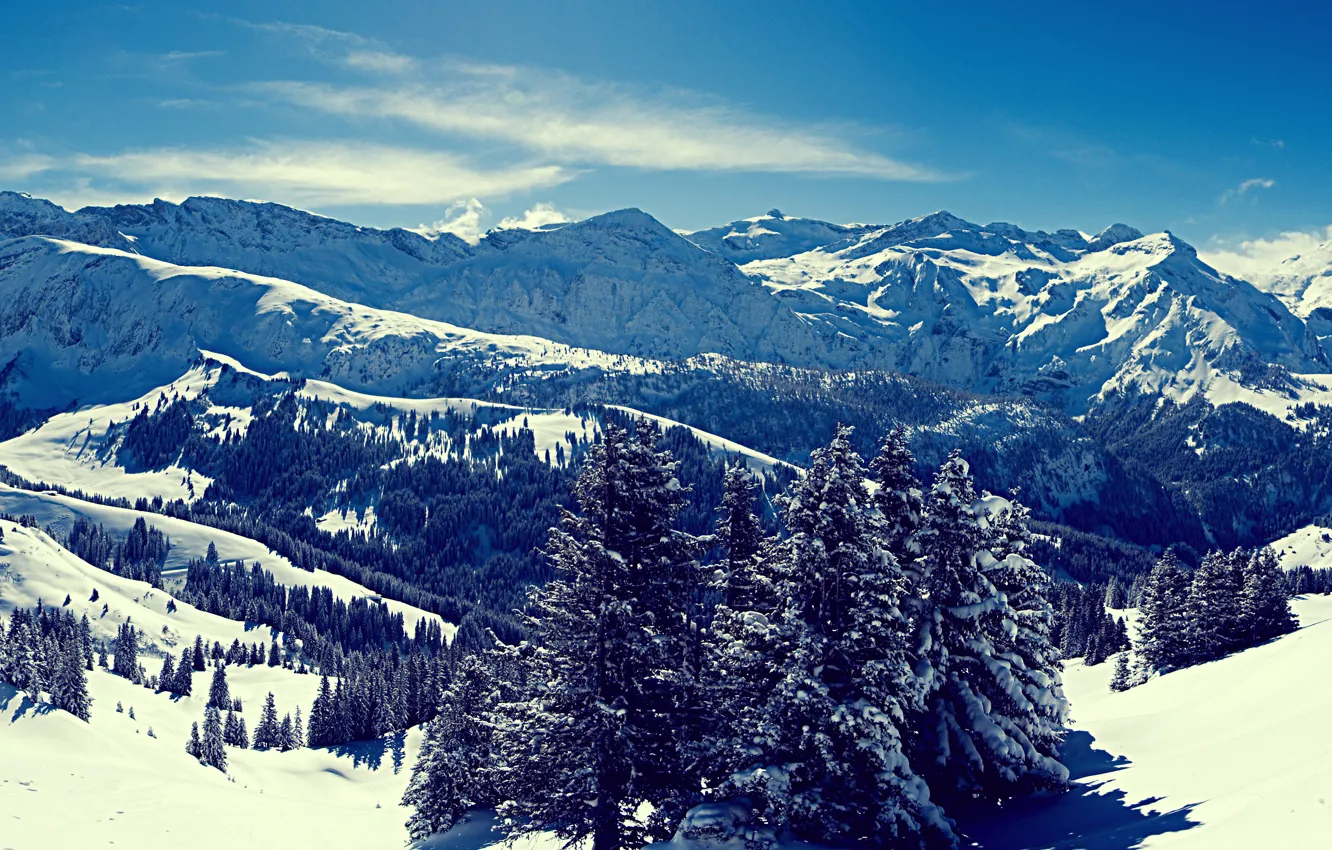 Photo wallpaper winter, mountains, \Winter heart