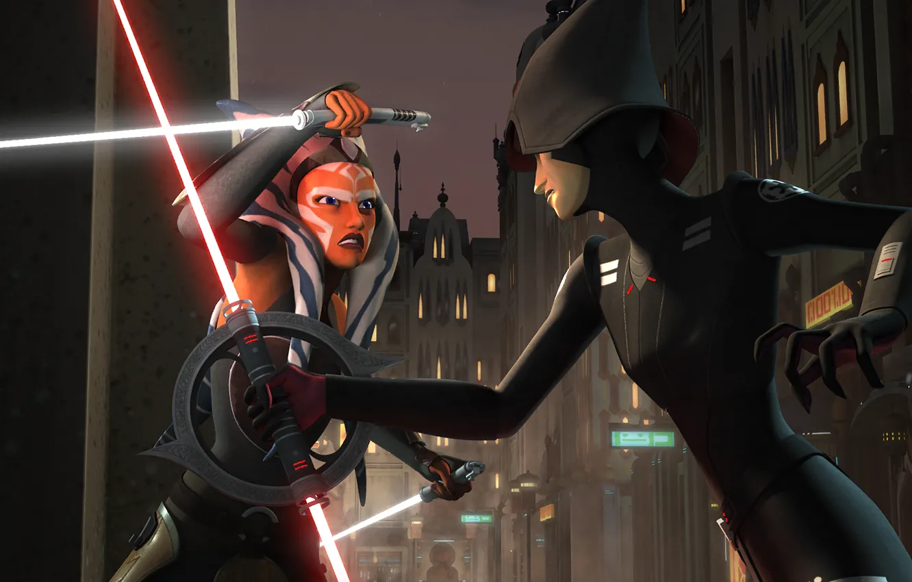 Photo wallpaper Star Wars Rebels, Star wars Rebels, Ahsoka, The Inquisitor 7th sister, Animated series