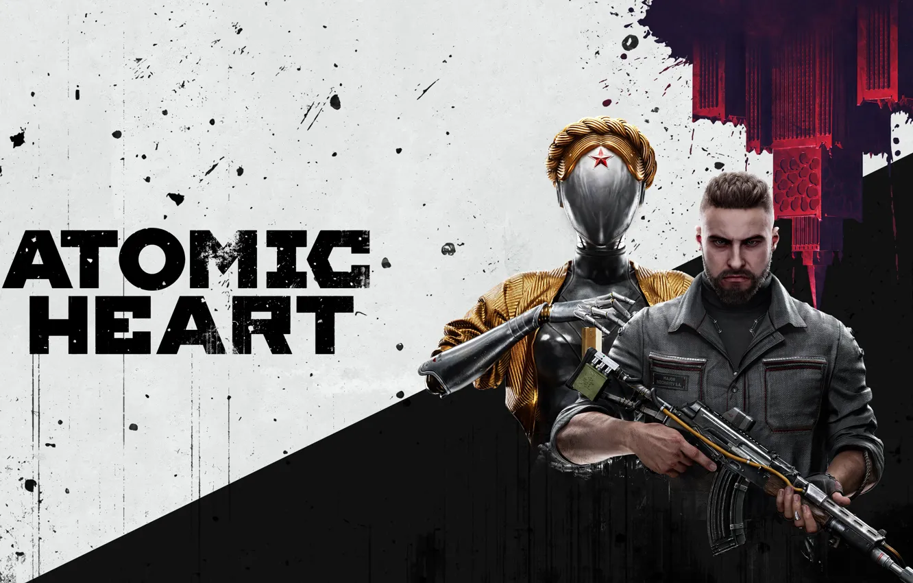 Photo wallpaper The game, Star, Weapons, Characters, Atomic Heart, Mundfish, Robot Android