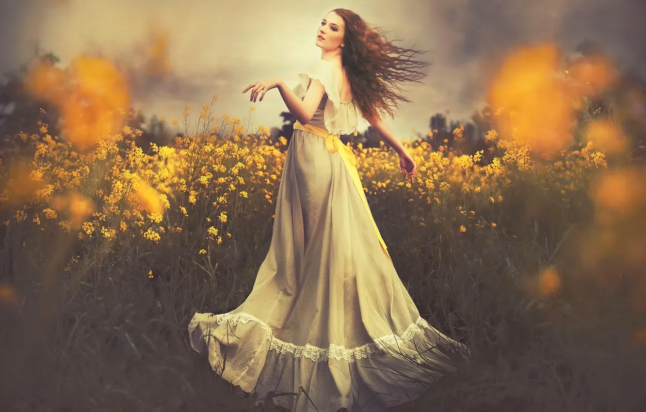 Photo wallpaper girl, nature, dance