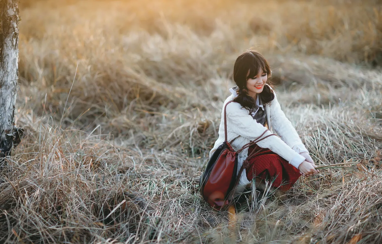 Photo wallpaper girl, smile, mood