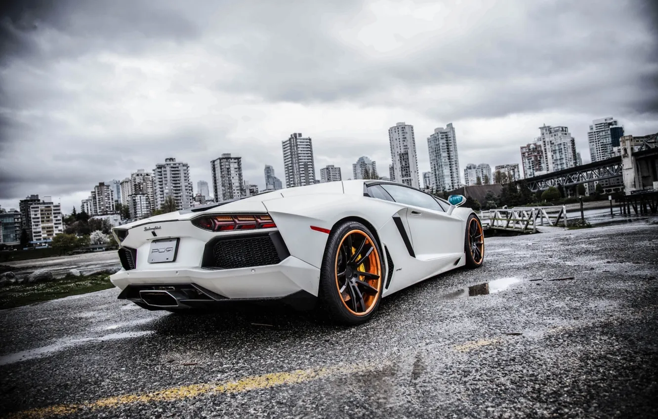 Photo wallpaper white, the sky, asphalt, clouds, bridge, city, the city, building