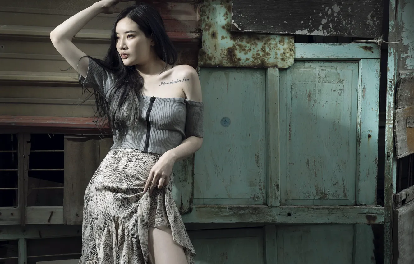 Photo wallpaper girl, home, Asian