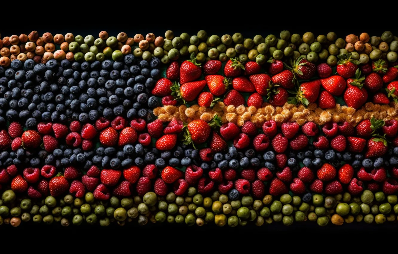 Photo wallpaper berries, food, fruit, different, a lot, juicy, delicious, cuts
