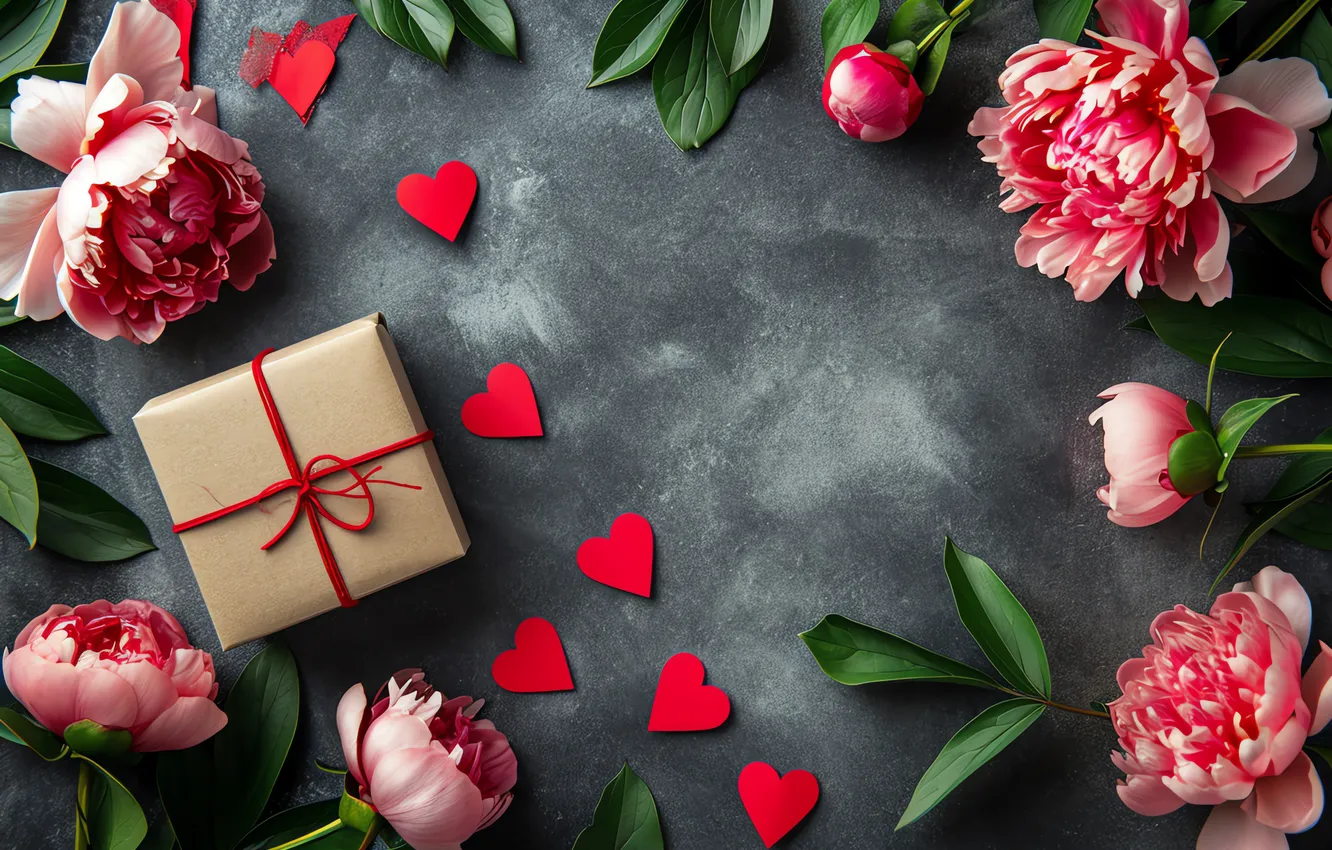 Photo wallpaper love, flowers, gift, romance, love, Valentine's day, heart, flowers