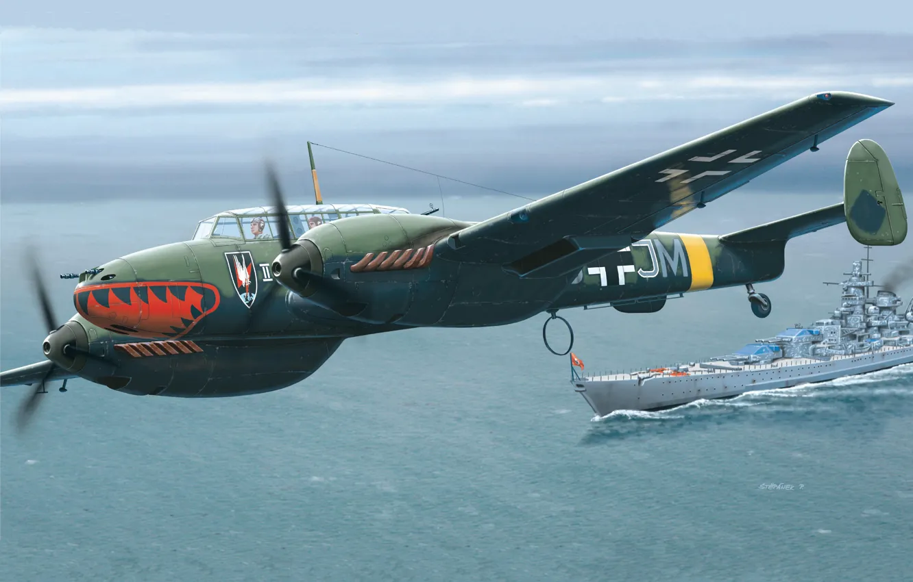 Photo wallpaper Germany, Messerschmitt, Air force, Heavy fighter, Bf. 110E