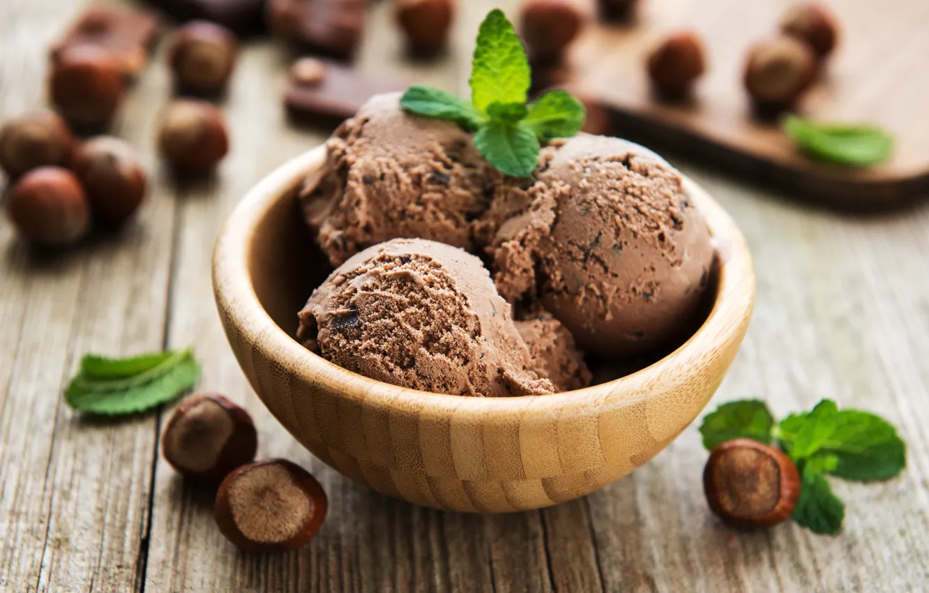 Photo wallpaper ice cream, dessert, chocolate, nuts, ice cream, chocalate, Oxana Denezhkina