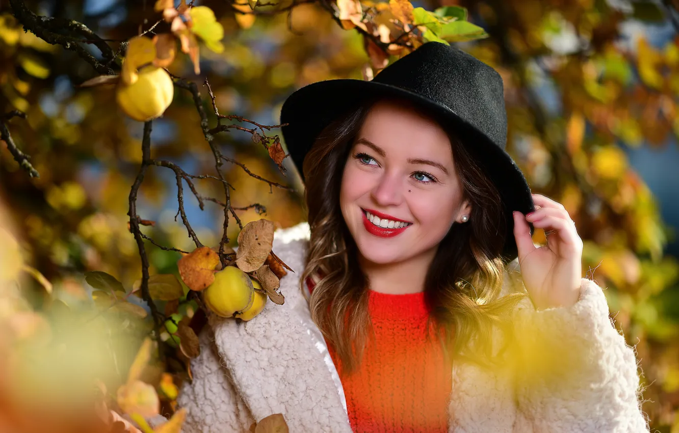 Photo wallpaper girl, smile, portrait, Selina