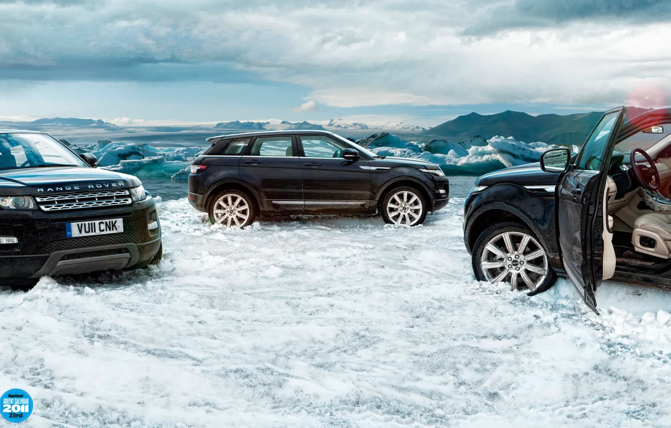 Photo wallpaper the sky, clouds, snow, ice, Land Rover, range rover, top gear, top gear