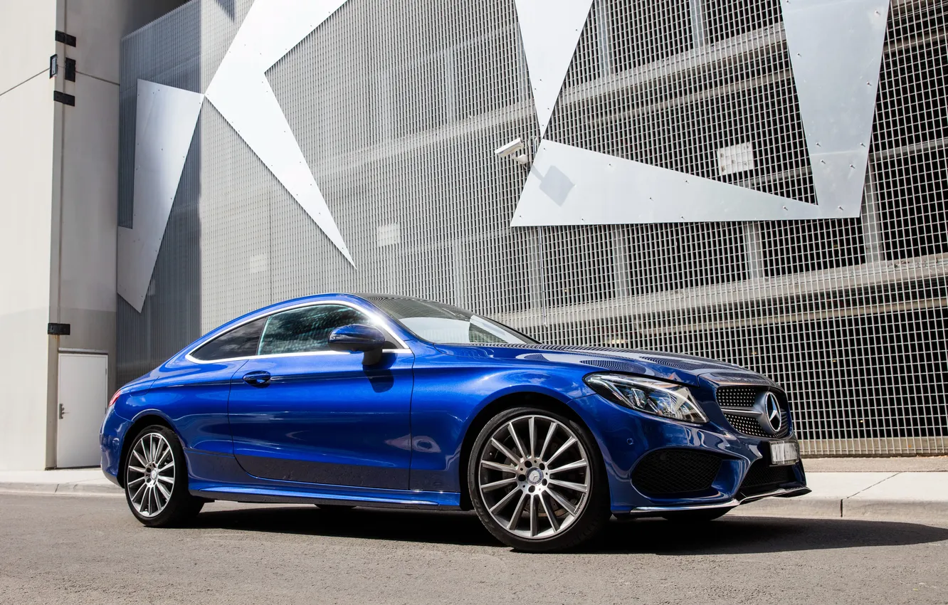 Photo wallpaper blue, Mercedes-Benz, Mercedes, AMG, Coupe, C-Class, C205