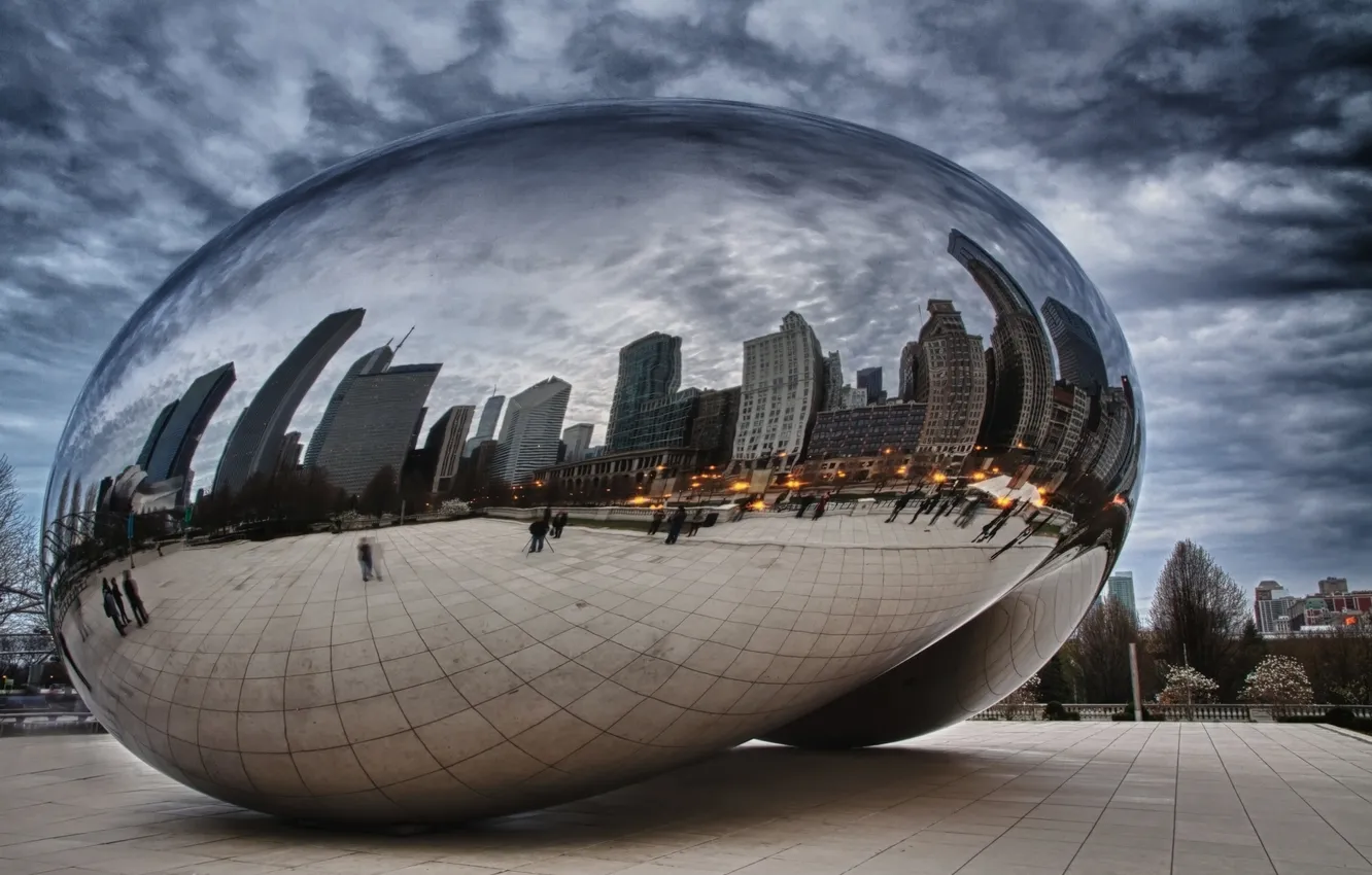 Photo wallpaper Chicago, Chicago, millennium park, Spaceship Earth