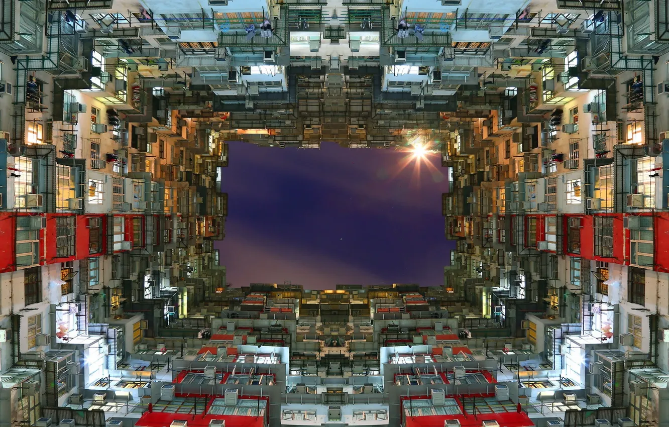 Photo wallpaper the sky, the city, home