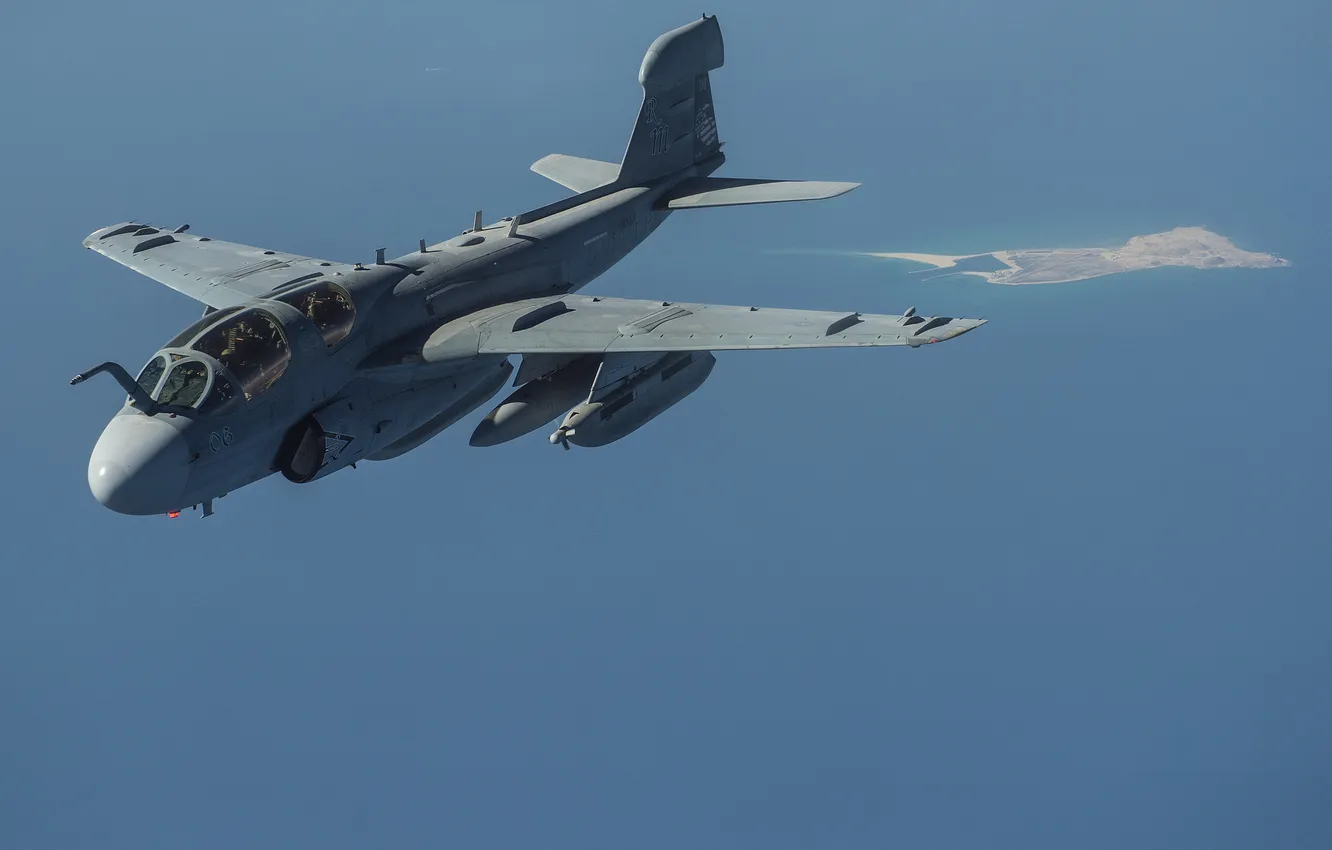 Photo wallpaper the plane, Grumman, Prowler, deck, EA-6B