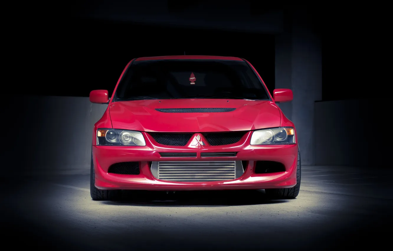 Photo wallpaper red, Mitsubishi, Lancer, red, Evolution, herringbone, Lancer, Mitsubishi