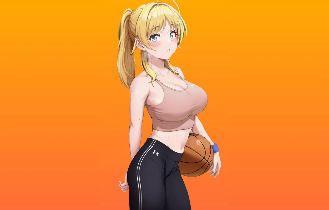 Photo wallpaper hot, basketball, pretty, blonde, sports, sweat, fitness, tights
