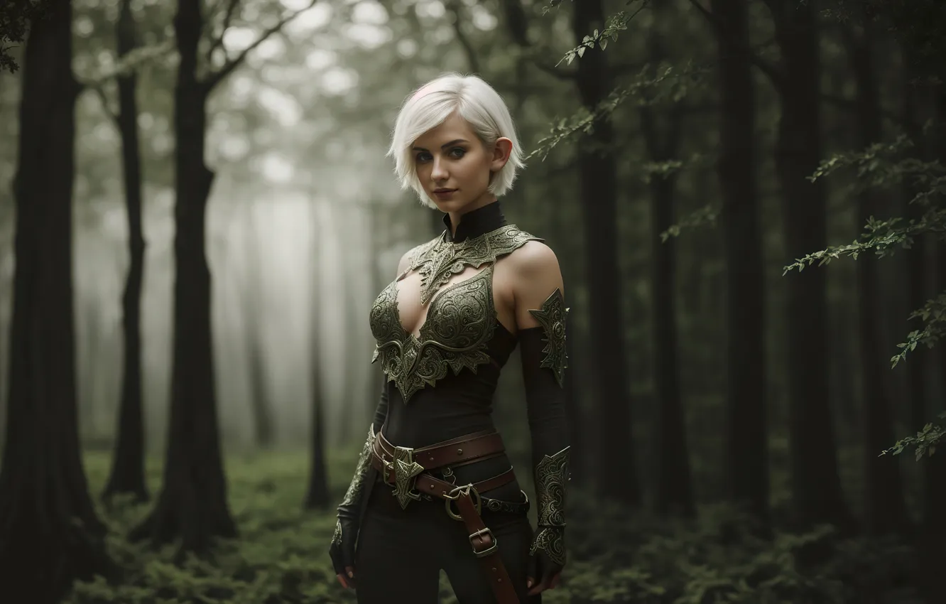 Photo wallpaper girl, fantasy, nature, art, Pathfinder, blond, digital art, fantasy art