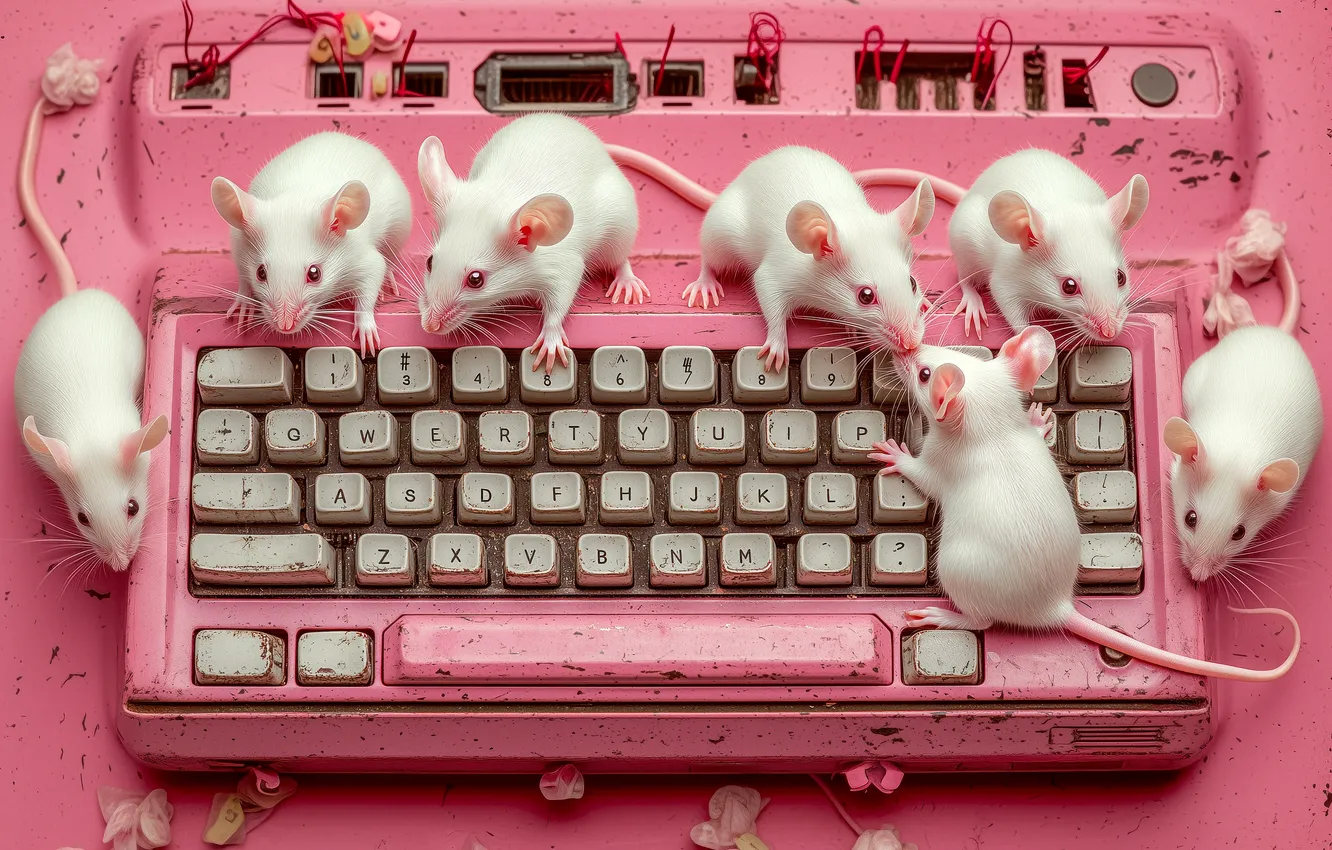 Photo wallpaper keyboard, white, rat, neural network