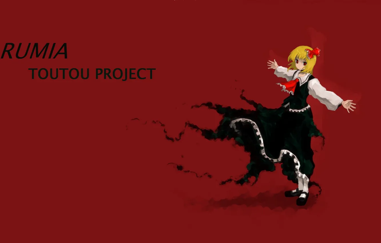 Photo wallpaper the victim, black dress, the crucifixion, rumia, Touhou Project, Project East, bloody background, by Oso
