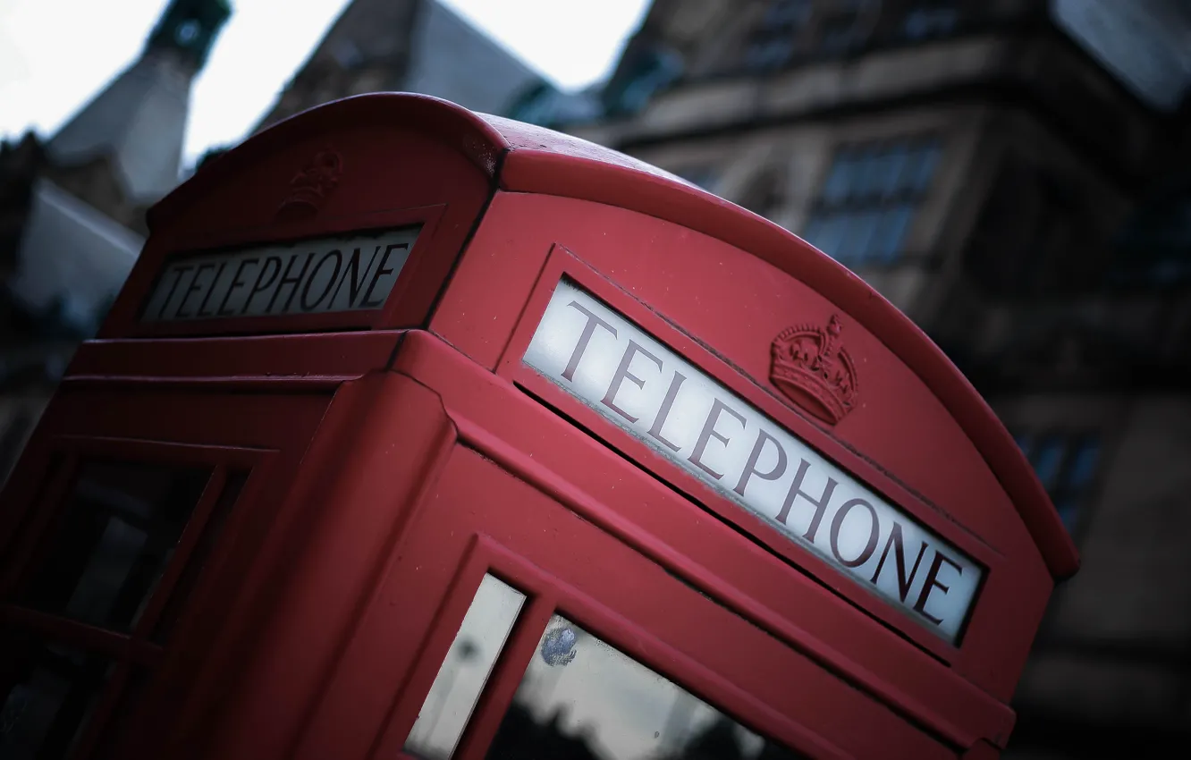Photo wallpaper red, England, London, phone, phone booth, TELEPHONE