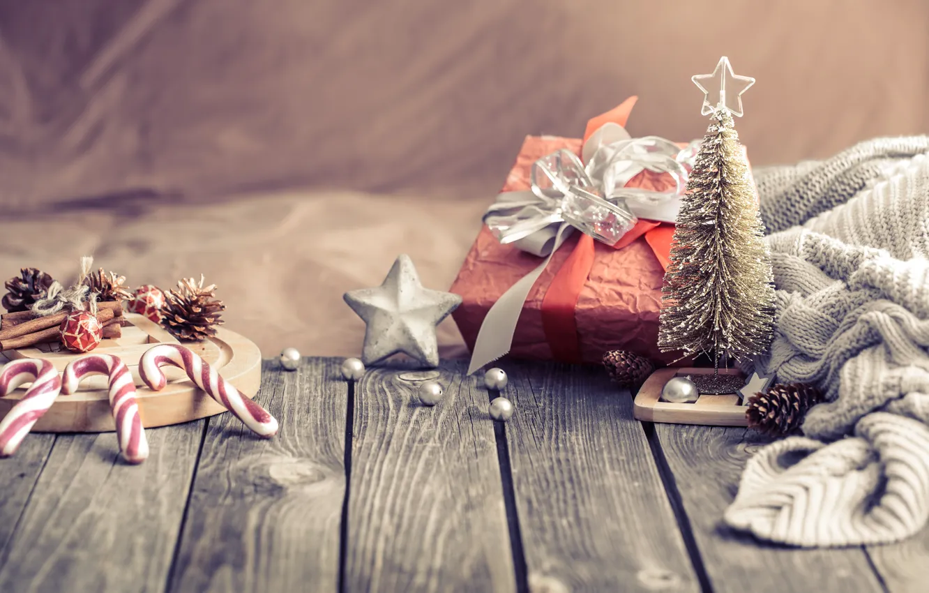 Photo wallpaper decoration, lights, tree, Christmas, New year, christmas, wood, vintage