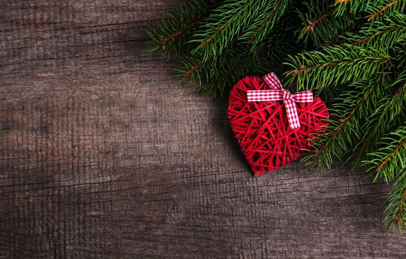 Photo wallpaper decoration, heart, New Year, Christmas, love, christmas, heart, wood