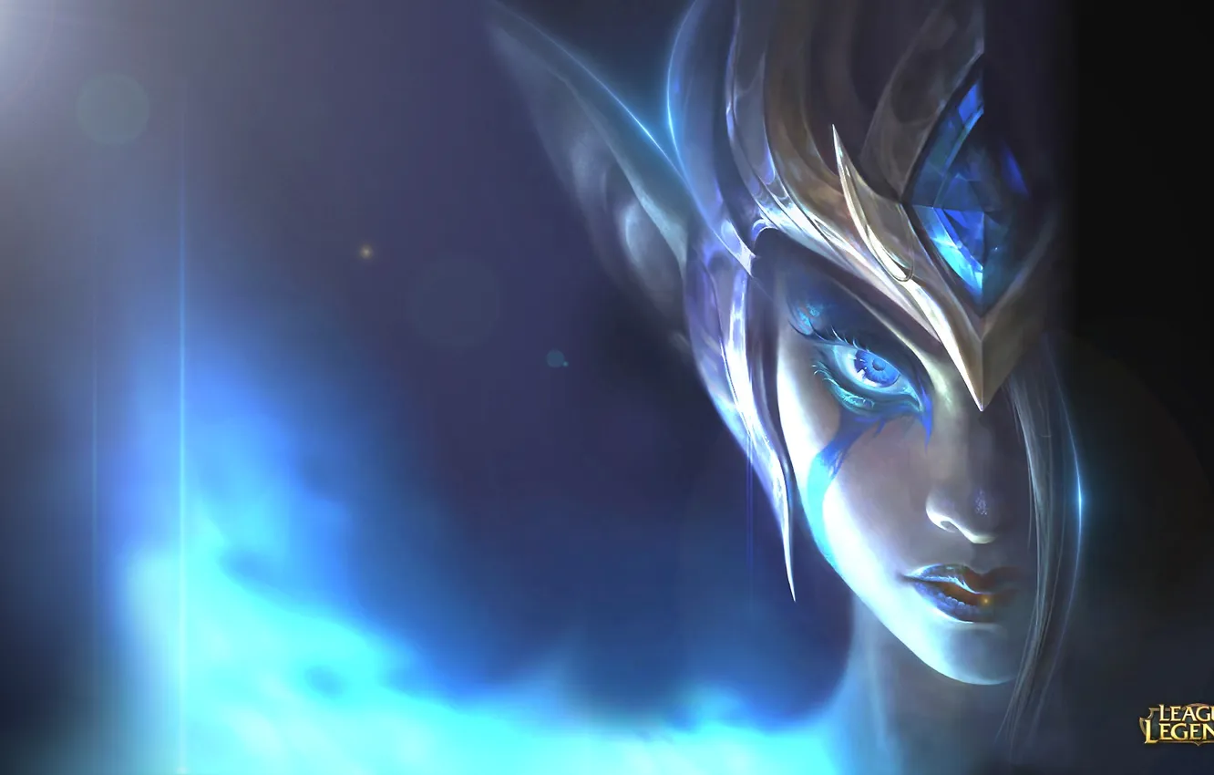 Photo wallpaper face, art, League of Legends, LoL, Morgana, Angel fall