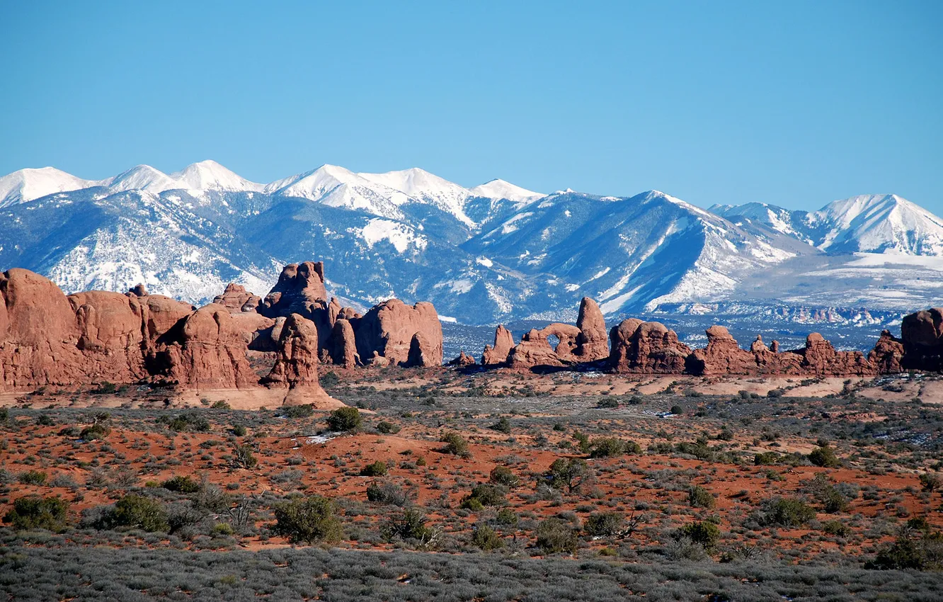 Photo wallpaper mountains, nature, snowy