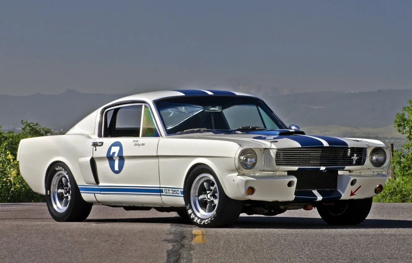 Photo wallpaper white, Ford Mustang, muscle car, Shelby GT350R, 1965.