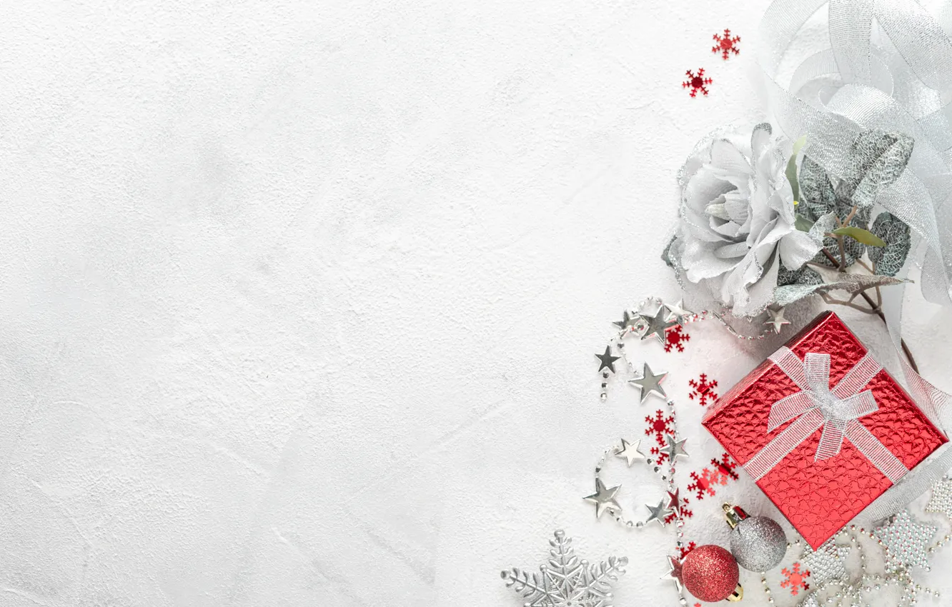 Photo wallpaper box, rose, Christmas, New year, light background