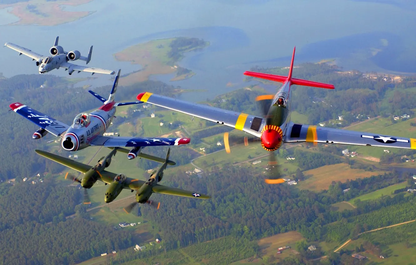 Photo wallpaper flight, retro, parade, the plane