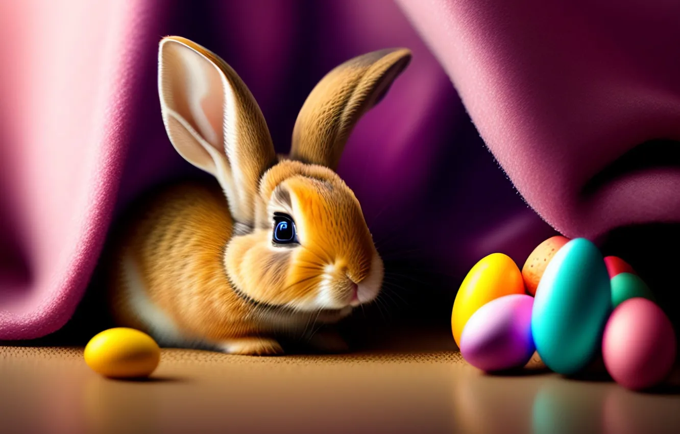 Photo wallpaper eggs, rabbit, Easter, eggs, neural network