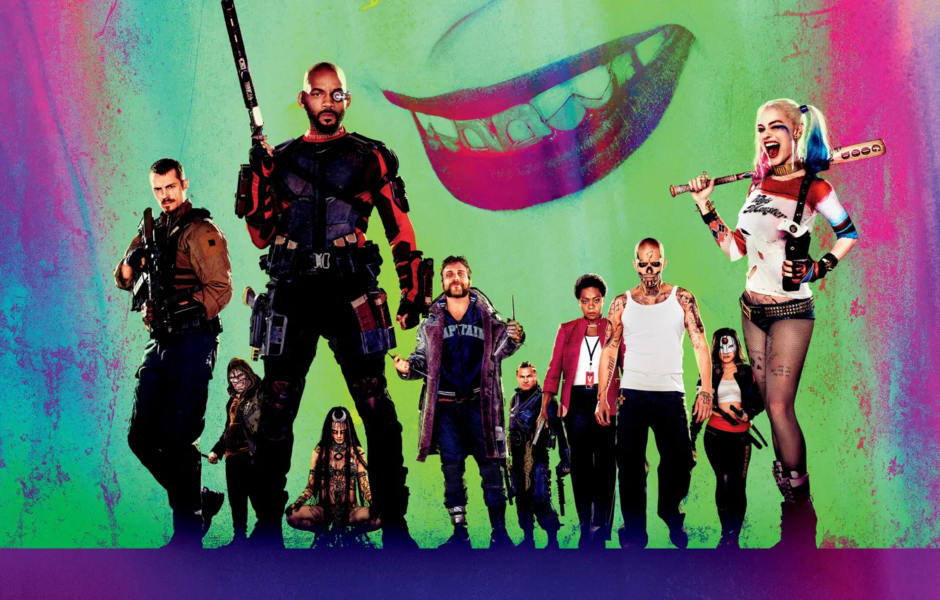 Photo wallpaper katana, slipknot, Will Smith, Jared Leto, harley quinn, enchantress, Jai Courtney, Warner Bros. Pictures