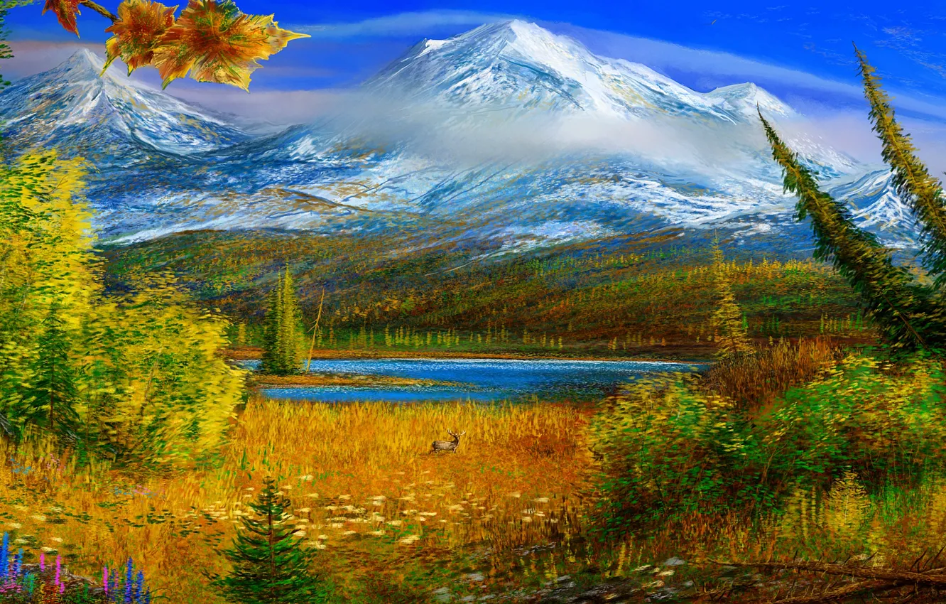 Photo wallpaper autumn, mountains, picture, alaska