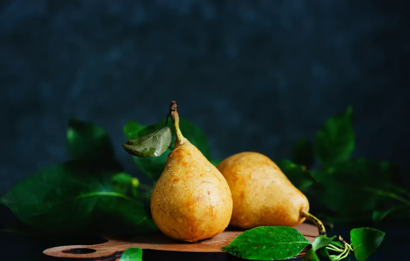 Photo wallpaper background, foliage, Board, fruit, pear