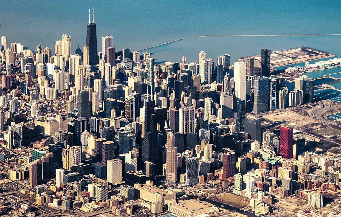 Photo wallpaper height, skyscrapers, Chicago, USA, Chicago, megapolis, illinois