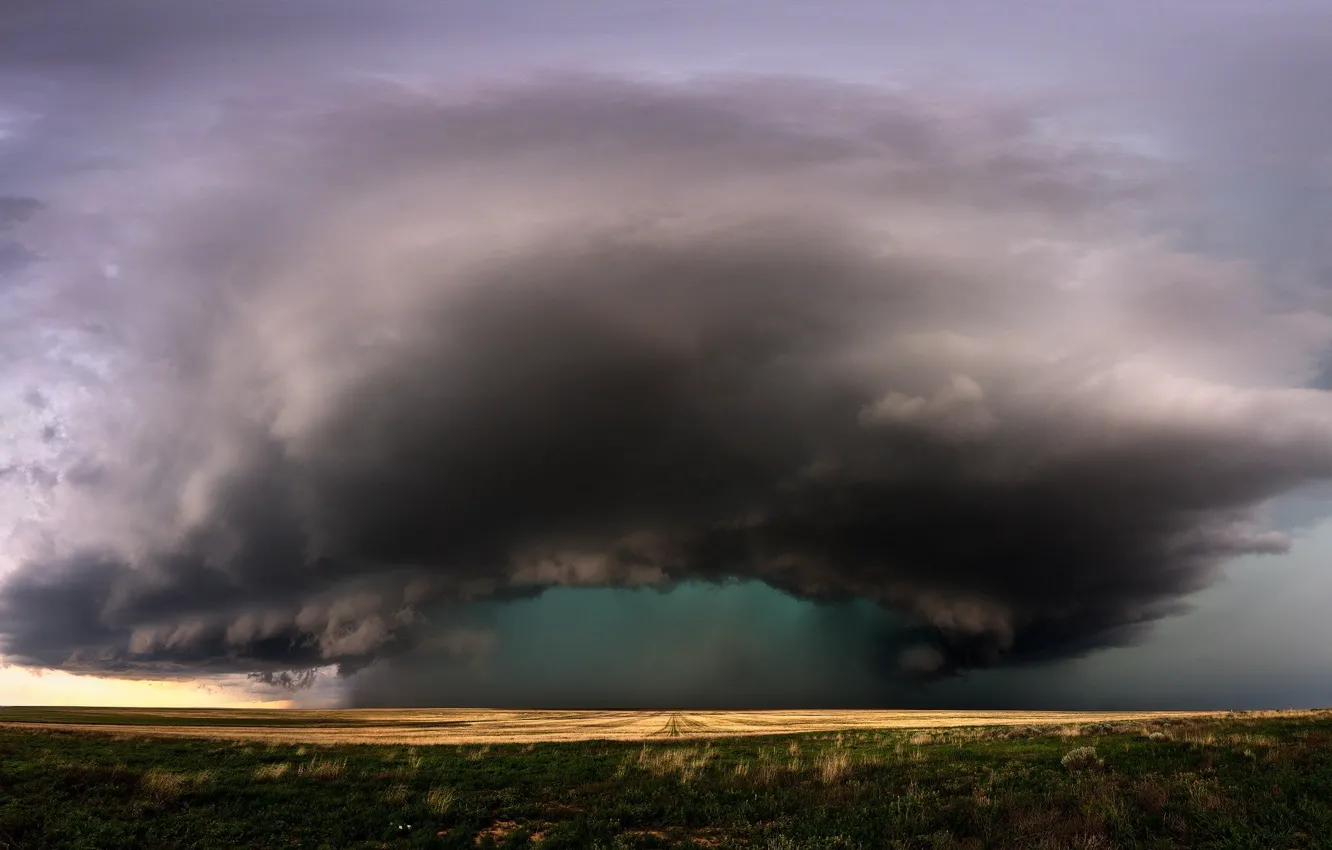 Photo wallpaper field, the sky, clouds, clouds, cyclone