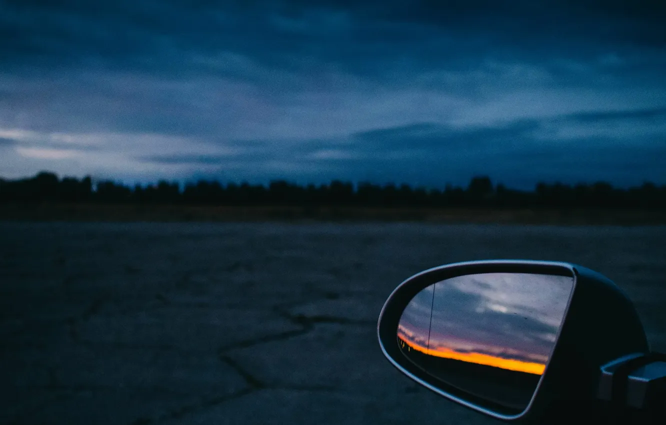 Photo wallpaper the sky, clouds, reflection, landscape, sunset, nature, mirror, horizon