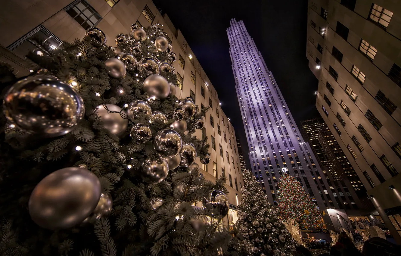 Photo wallpaper New York City, Rockefeller Center, Christmas Tree